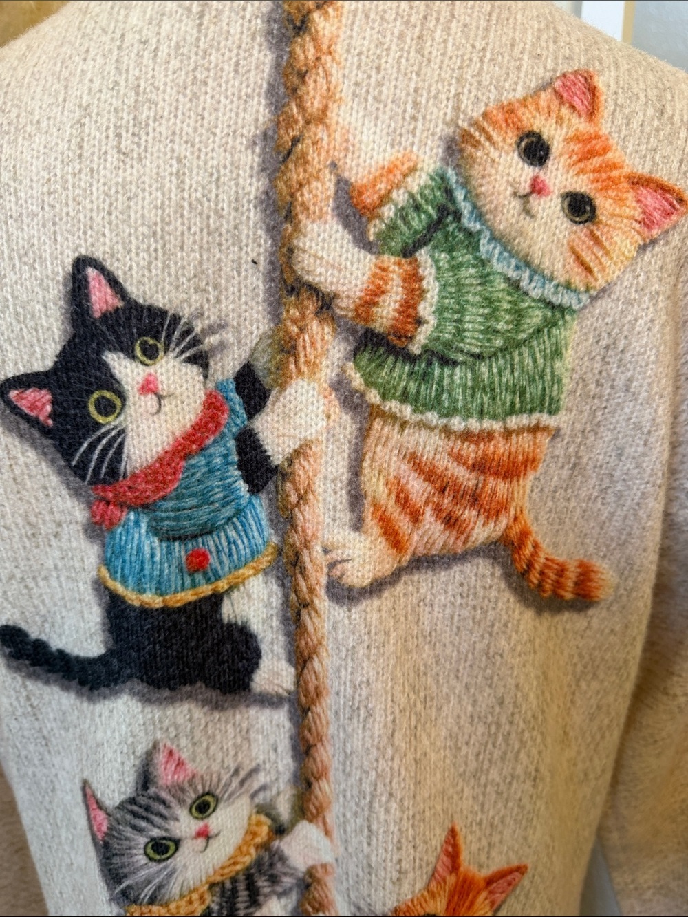 Kitten Print Turtleneck Sweater Dress Long Sleeve Heavyweight Size XS - Picture 5 of 7